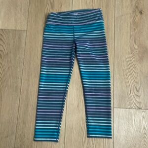 Athletic girl pants with multi color stripes